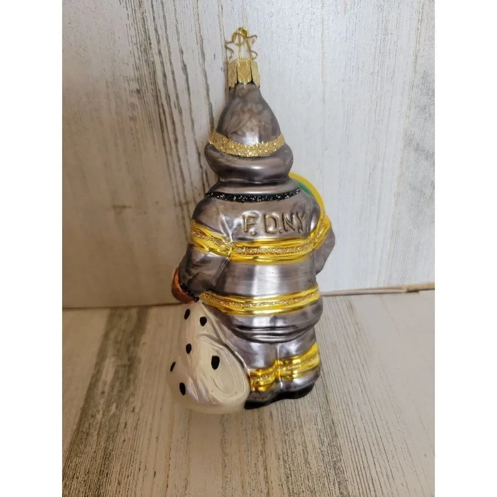 Inge‎ heirloom firefighter Dalmatian blown glass ornament Xmas